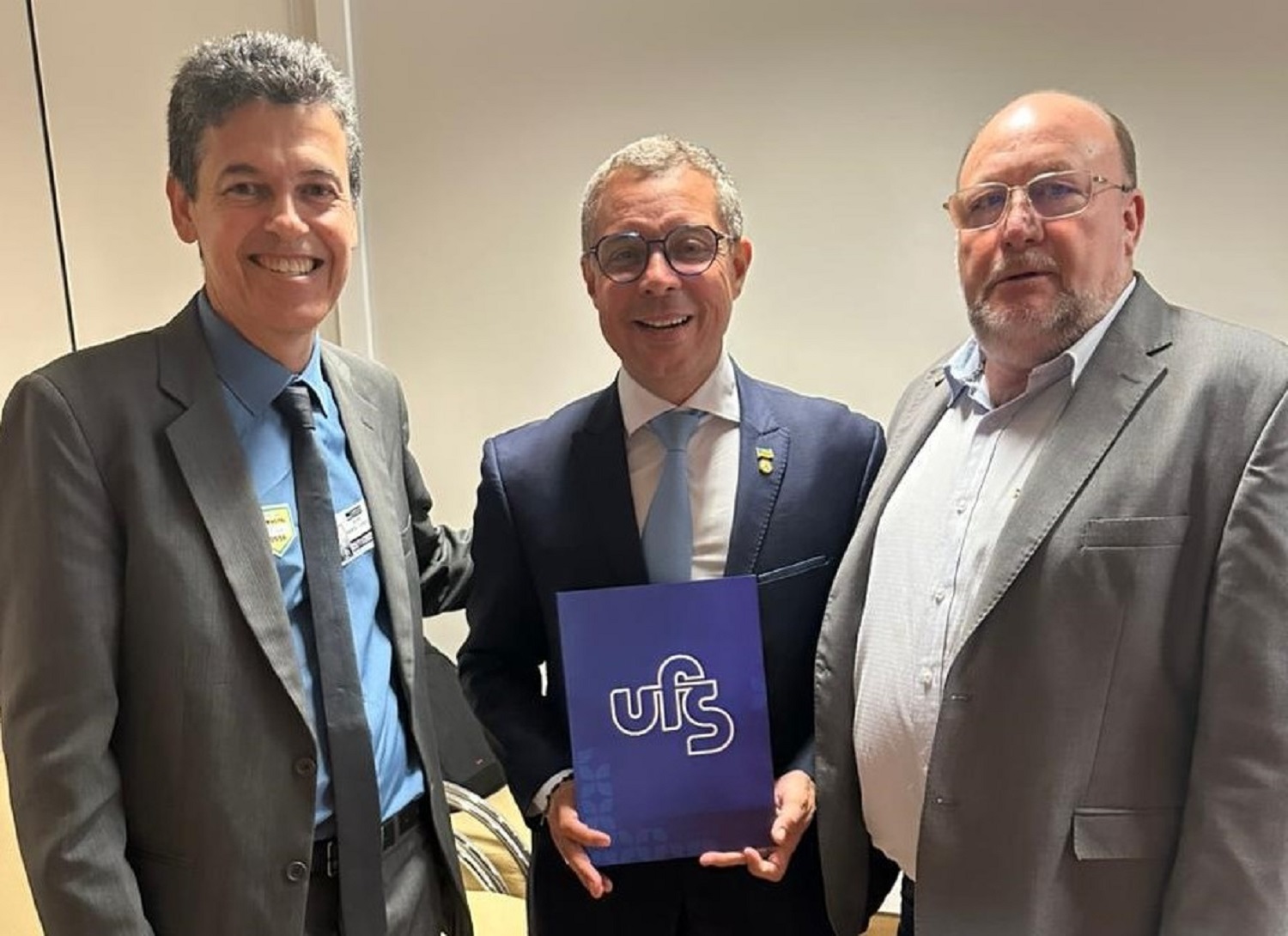 Reitor André Maurício, governador Fábio Mitidieri e o deputado federal João Daniel (Foto: arquivo pessoal)